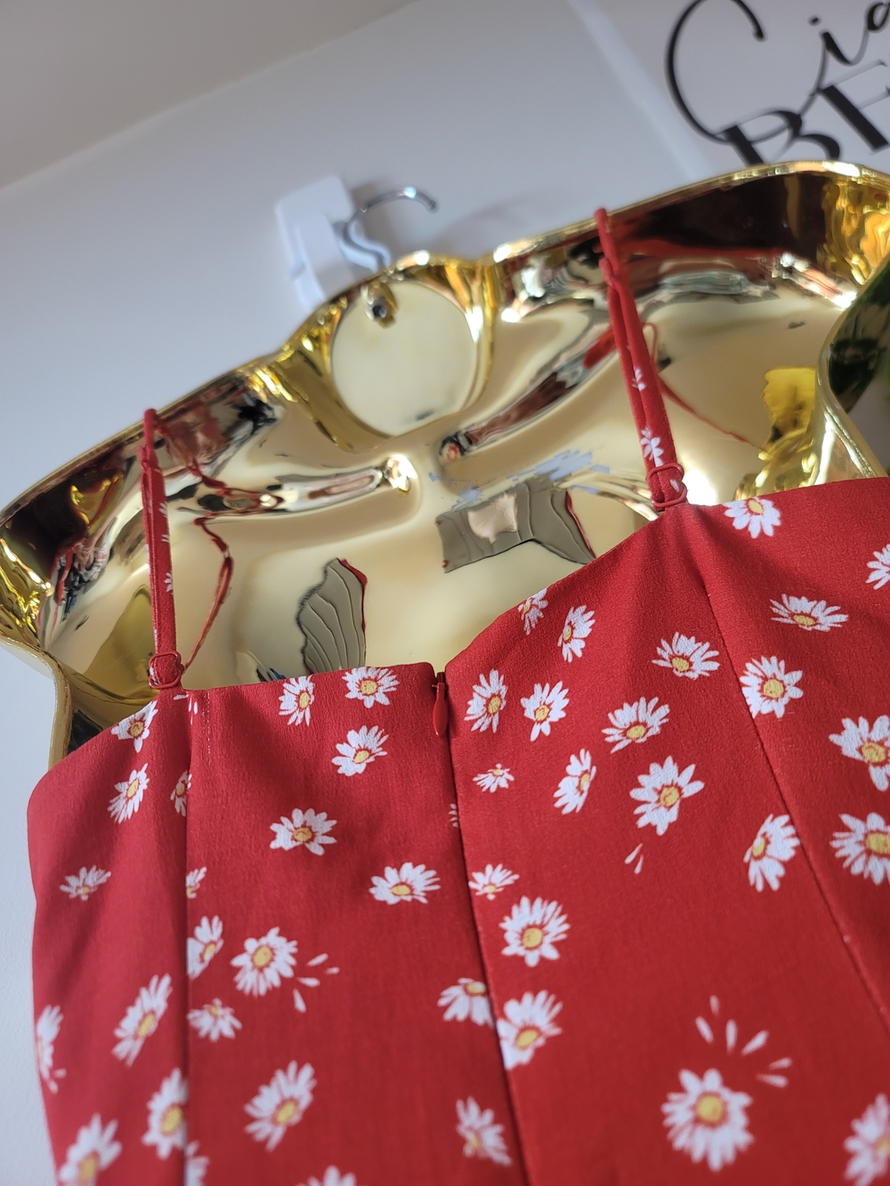 Finders Keepers Red Floral Wrap-Style Midi Dress - Picture 6 of 7